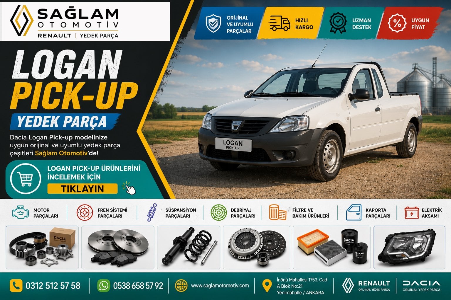 Dacia Logan ve Logan Pick-Up Yedek Parça