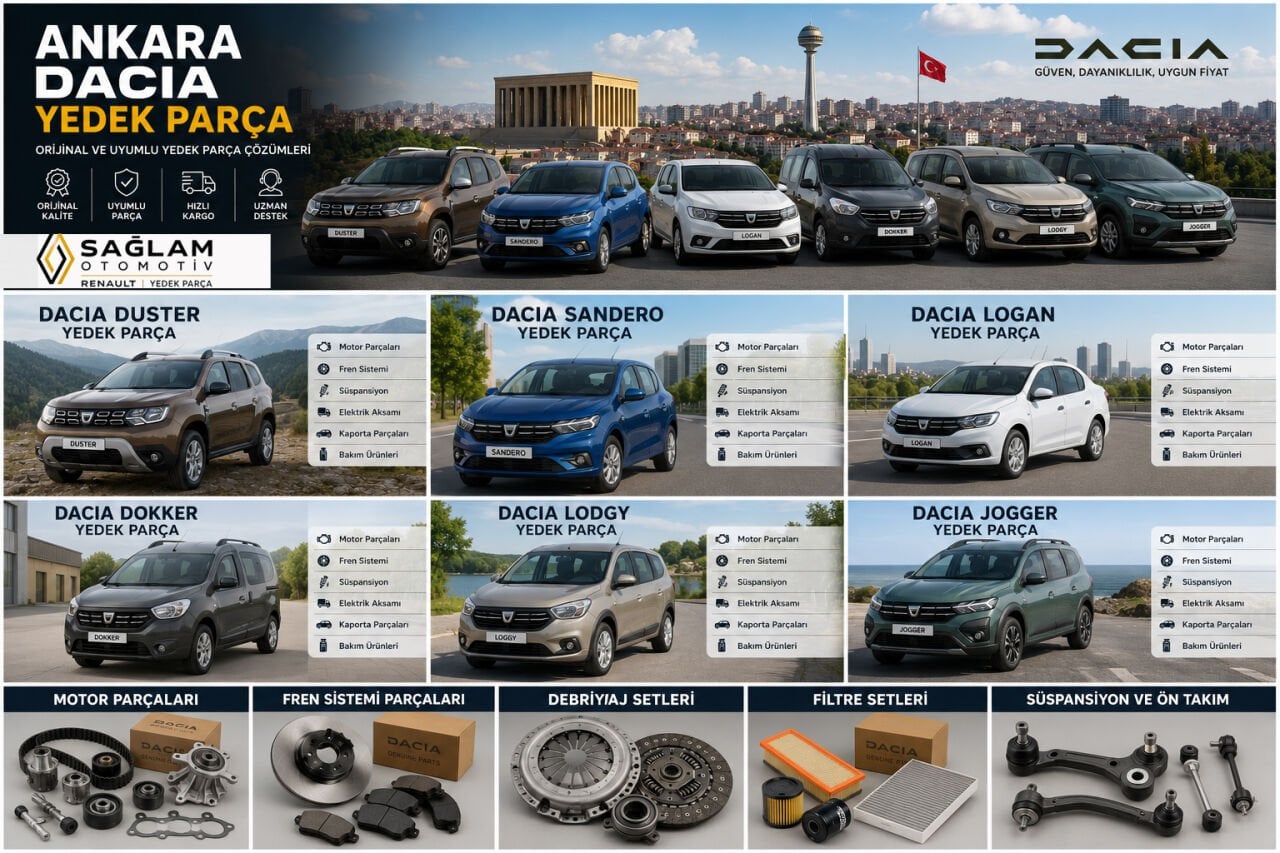 Ankara Dacia Yedek Parça Rehberi: Duster, Sandero, Logan, Dokker, Lodgy, Jogger ve Solenza İçin Doğru Parça Seçimi