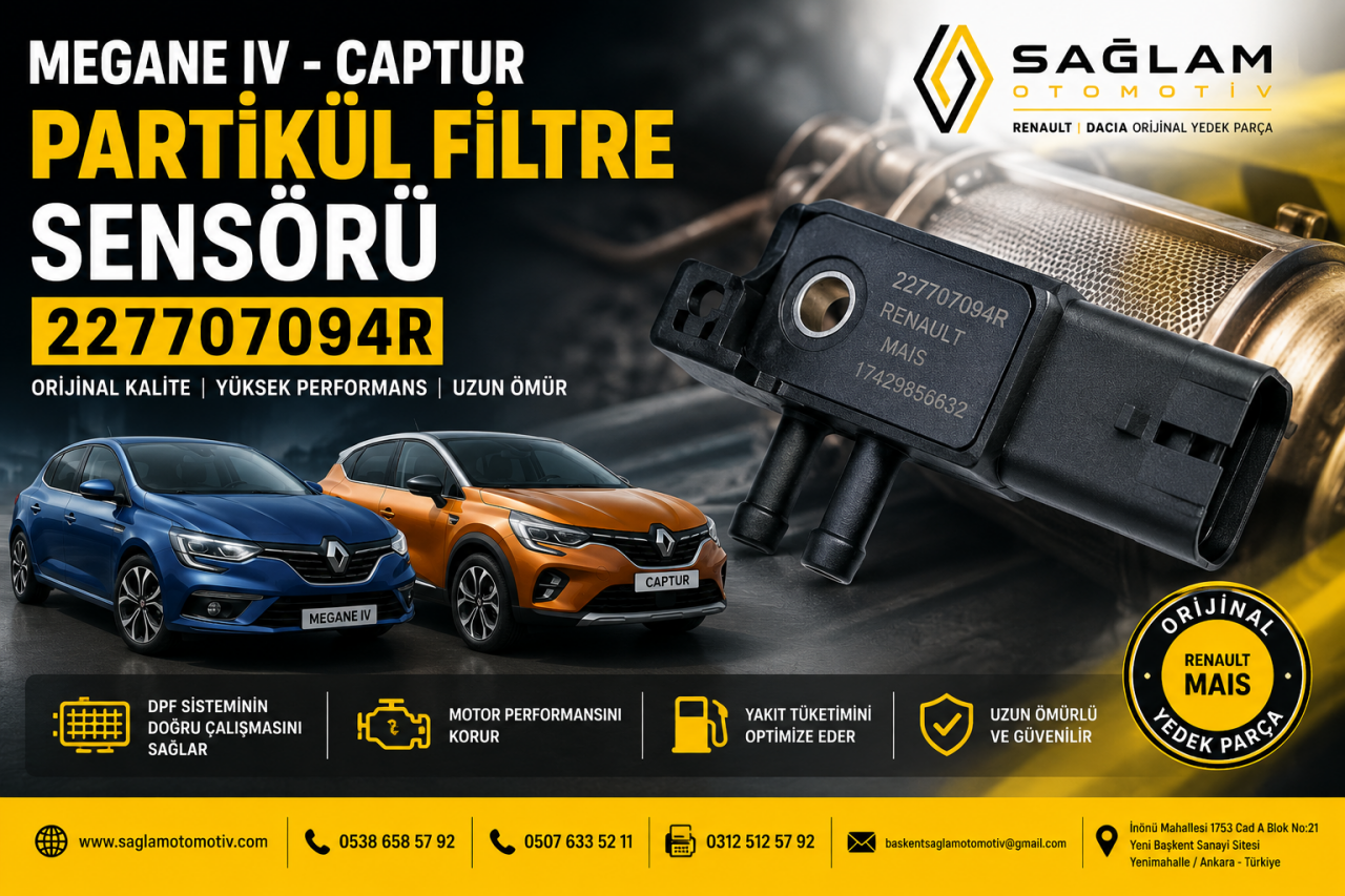 Megane 4 Captur Partikül Filtre Sensörü 227707094R | Arıza Belirtileri