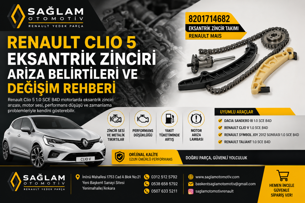 Renault Clio 5 Eksantrik Zincir Takımı Arıza Belirtileri ve Değişim Rehberi