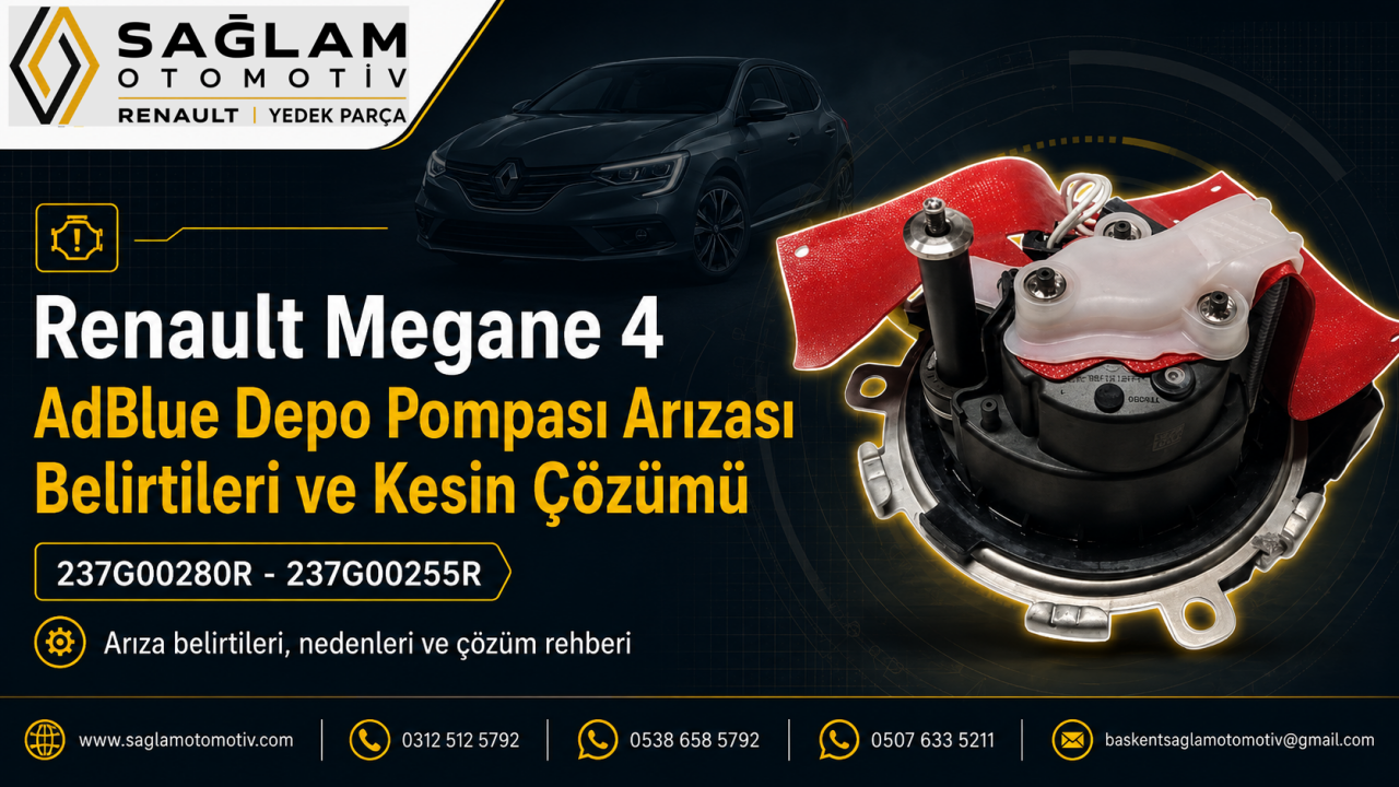 Renault Megane 4 AdBlue Depo Pompası Arızası, Belirtileri ve Kesin Çözümü (237G00280R - 237G00255R)