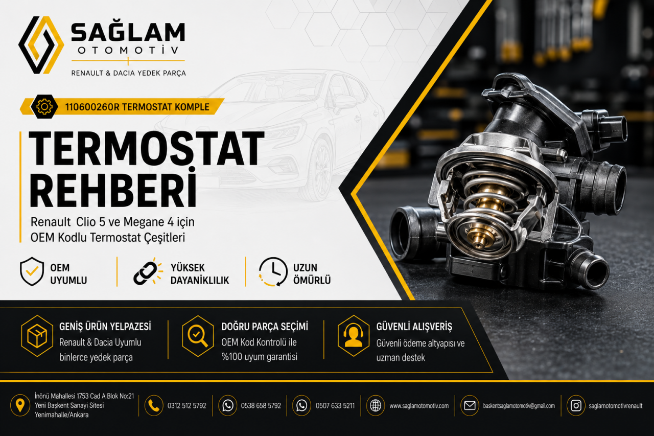 Renault 110600260R Termostat Komple Nedir? Clio 5 ve Megane 4 1.3 TCe H5H Termostat Rehberi
