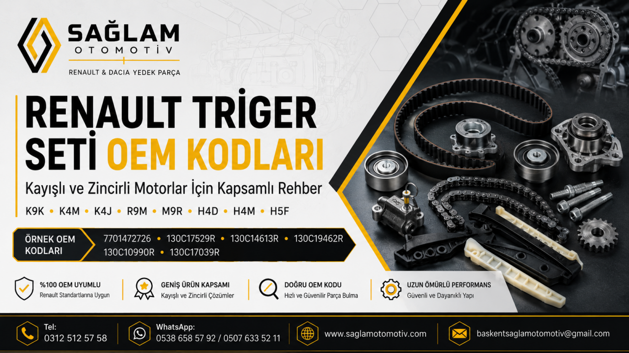 Renault Triger Seti OEM Kodları: Kayışlı ve Zincirli Motorlar İçin Kapsamlı Rehber