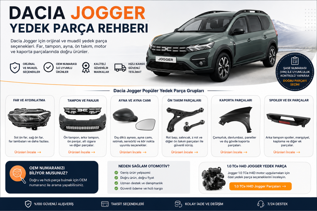 Dacia Jogger Yedek Parça Rehberi: Far, Tampon, Ayna ve Motor Parçaları Seçimi