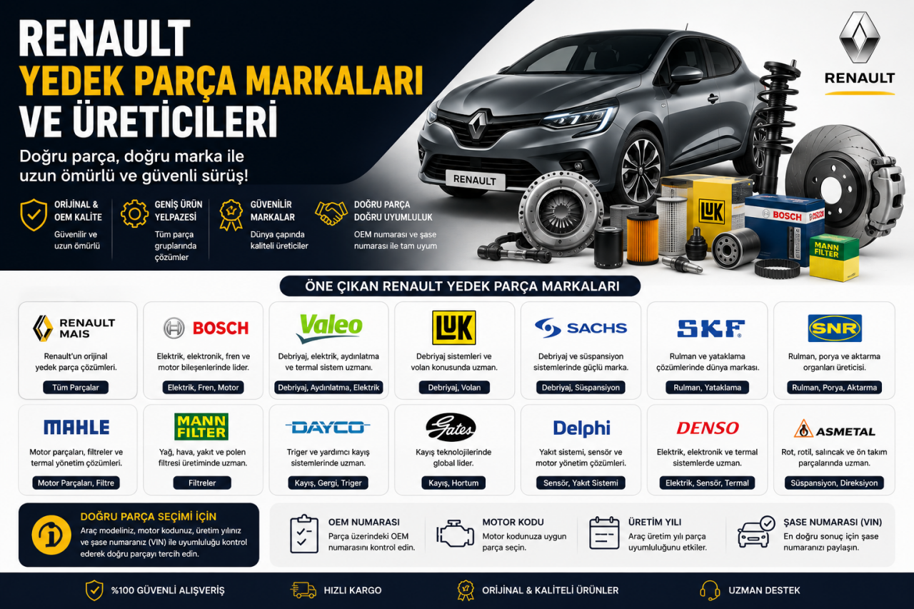 Renault Yedek Parça Markaları ve Üreticileri | Orijinal, OEM ve Muadil Parça Rehberi
