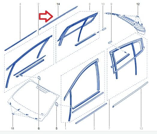 Renault Megane 3-III Sağ Arka Dış Sıyırıcı Fitil - 828200140R - Mais
