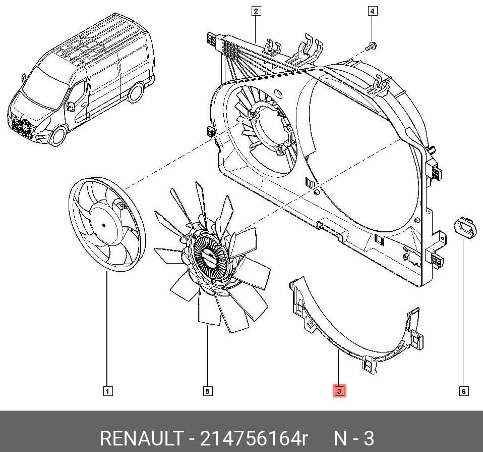 Renault Master III - 3 - Fan Motor Alt Parçası 2.3 Dci M9T (2010-2020) - 214756164R