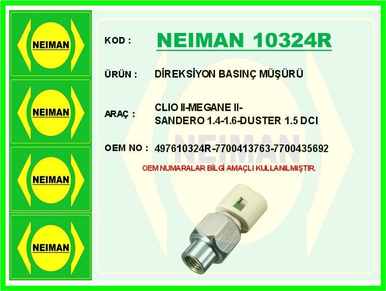 Renault Clio / Megane / Dacia Duster / Sandero Direksiyon Pompa Müşürü Hidrolik - 7700413763 - 7700435692 - 497610324R