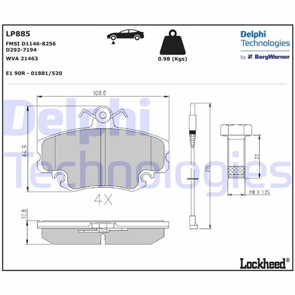 Renault R9 / R19 / R21 / Clio / Megane / Twingoo / Dacia Logan / Solenza Ön Fren Balata Takımı - 7711130071 - 7701204833 - WVA21404
