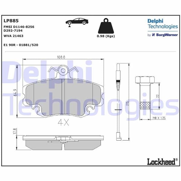 Renault R9 / R19 / R21 / Clio / Megane / Twingoo / Dacia Logan / Solenza Ön Fren Balata Takımı - 7711130071 - 7701204833 - WVA21404