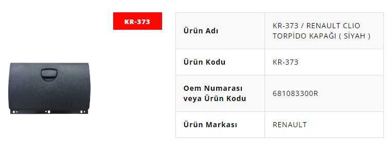 Renault Clio Symbol Thalia Torpido Kapağı (Siyah) - 681083300R