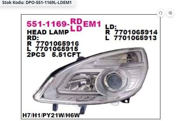 Renault Scenic 2 - II Sol Far Komple - 7701065913