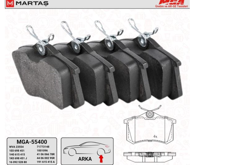 Renault Megane 2 - II Arka Fren Balatası (Diskli) - 440605713R - 440605839R - Mga