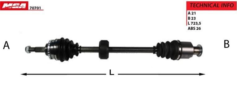Renault Clio II - 2 / Kangoo I - 1 - Sağ Ön Aks Yaylı ABS'li 718MM/21 Diş/ABS 26 Diş - 7700110482 - 7701470421 - 7701352776