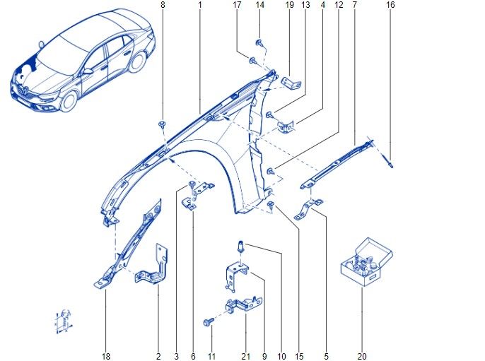 Renault Megane 4 - IV (2020 >>>) Ön Sağ Çamurluk - 631125216R - Renault Mais