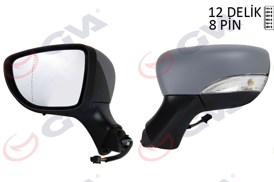 Renault Clio 4 - IV Sol Ön Yan Dış Dikiz Aynası Elektrikli Isıtmalı (8 Pin) - 963022031R - 963669996R
