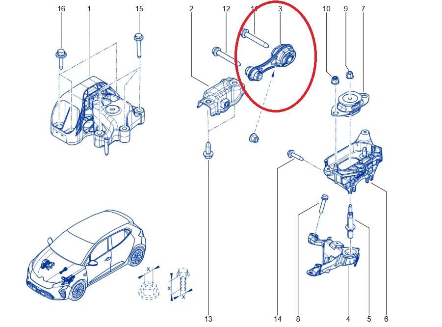 Renault Clio 5-V Motor Takozu Arka - 113606335R-113605003R - Renault Mais