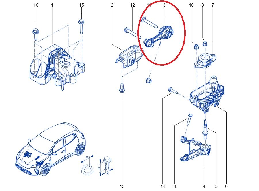 Renault Clio 5-V Motor Takozu Arka - 113606335R-113605003R - Renault Mais