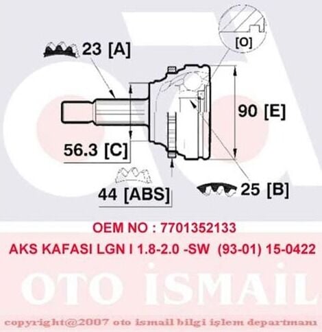 Renault Megane / Scenic I - 1 - Dış Aks Kafası Lgn 2.2DT - 7701352133