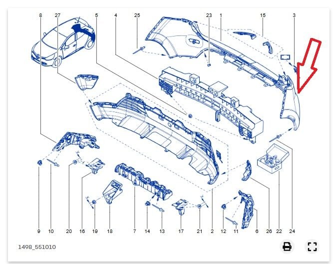 Renault Clio 4 - IV Arka Tampon - 850103029R