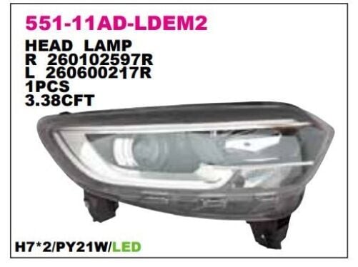 Renault Kadjar Sağ Ön Far - 260103903R - Depo