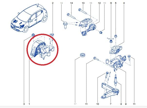 Renault Clio 4-IV Motor Takozu Sağ (1.2Tce-H5F) 113755975R - 113755998R - Üçel