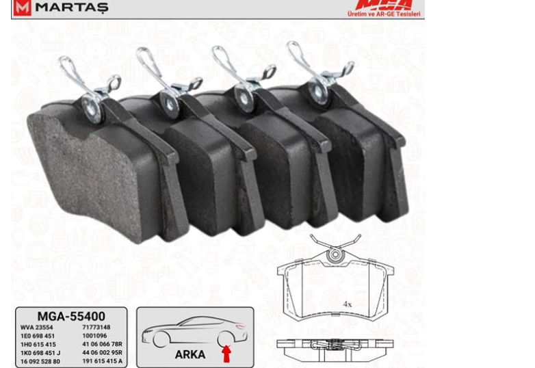 Renault Megane 3 - III Arka Fren Balatası (Diskli) - 440605713R - 440605839R - MGA
