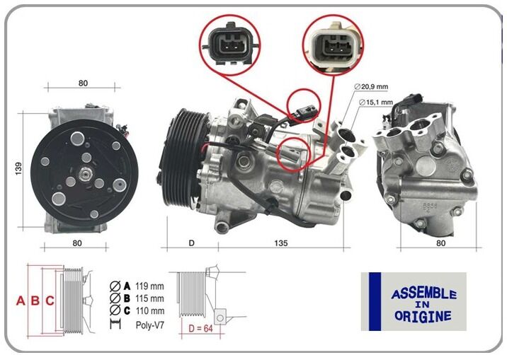 Renault Clio V - 5 / Captur II - 2 - Klima Kompresörü (Sıfır Ürün) 1,2 Tce 1.0 Sce 1,3 tce - 926008955R - 9260000Q0L
