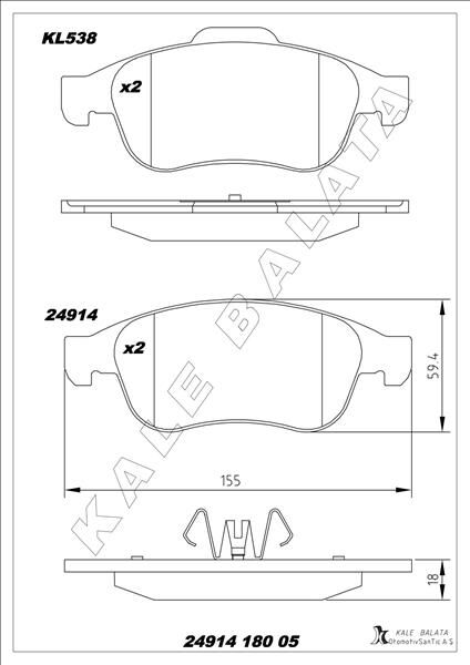 Renault Megane 3 - III / Fluecne / Scenic 3 - III / Captur Clio 5 - V / Dacia Dokker / Lodgy / Duster Ön Fren Balatası Takım 410607115R - 410600379R - 410A12582R