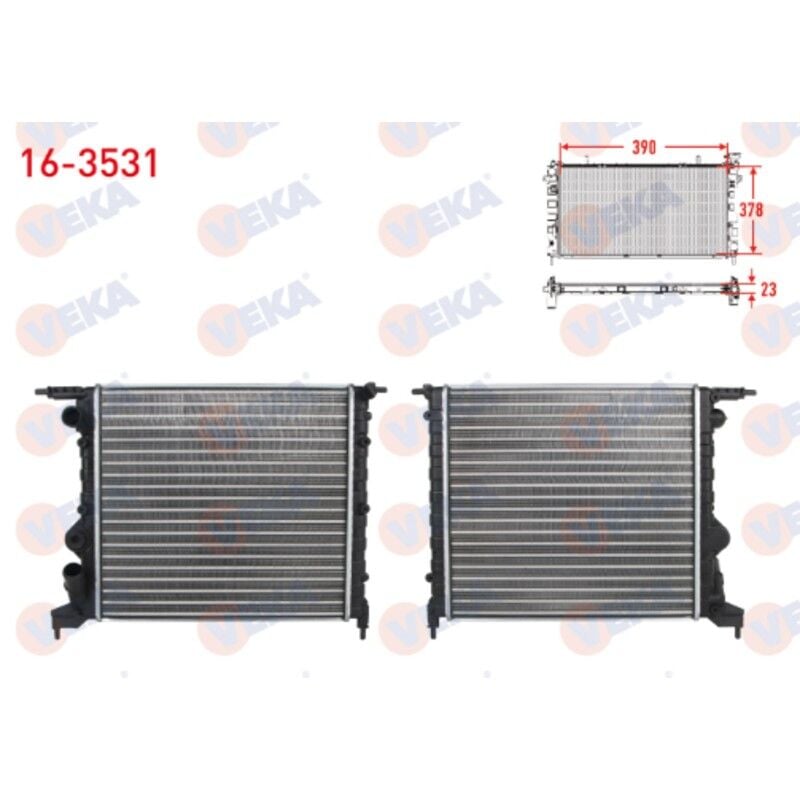 Renault R19 / Clio1 - I / Clio 2 - II (390x377.5x23.) Motor Su Radyatörü Mekanik Klimasız Tip (1.4İ E7J) - 7701034770 - 7701395091