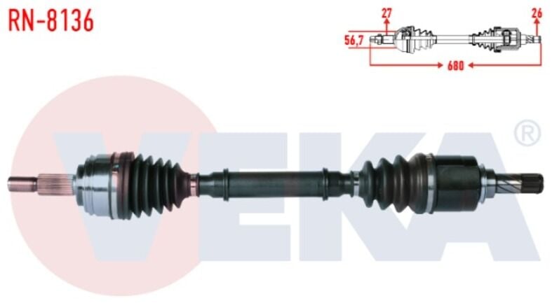 Renault Express Combi (2021 ->) Ön Sol Aks Kompel Uzunluk 680mm - 391017833R